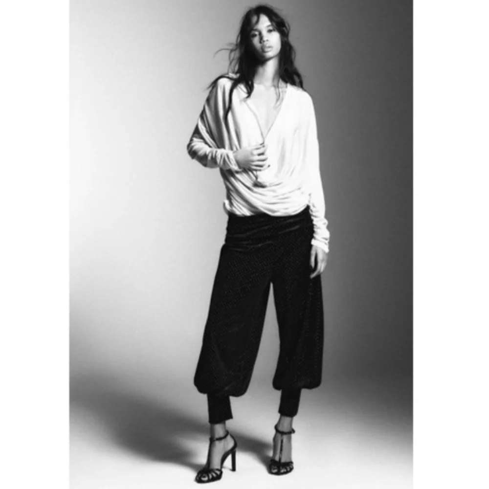 ZARA VELVET BALLOON PANTS Black SIZE XS